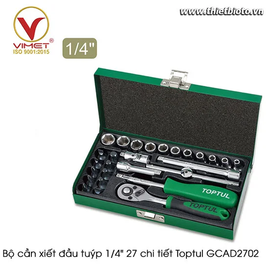 Bộ cần xiết đầu tuýp 1/4" 27 chi tiết Toptul GCAD2702