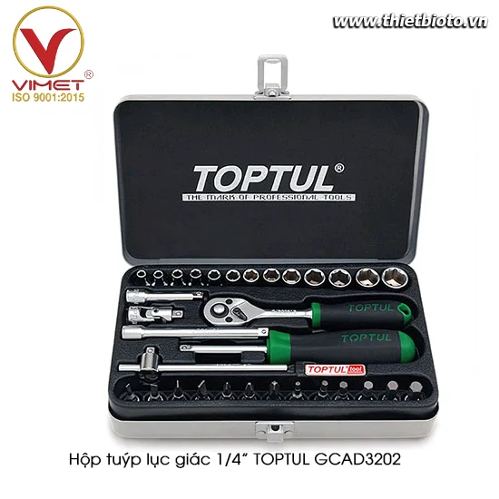 Hộp đầu tuýp 1/4" 32 chi tiết TOPTUL GCAD3202