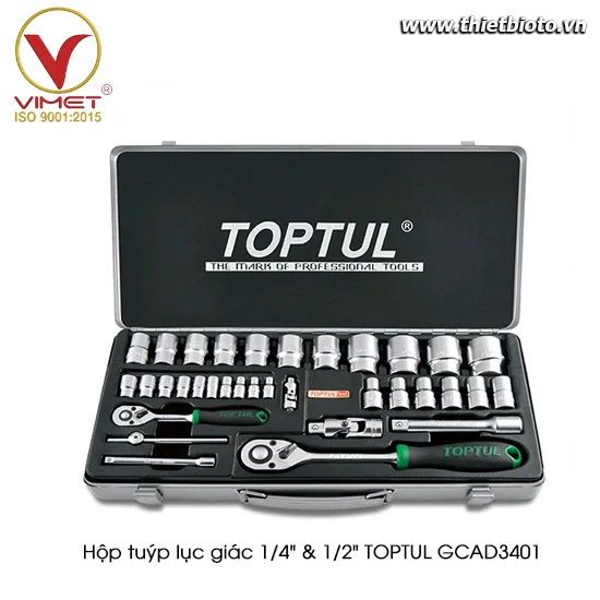Hộp đầu tuýp 1/4" & 1/2" 34 chi tiết TOPTUL GCAD3401