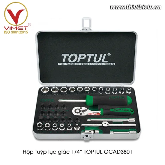 Hộp đầu tuýp 1/4" 38 chi tiết TOPTUL GCAD3801