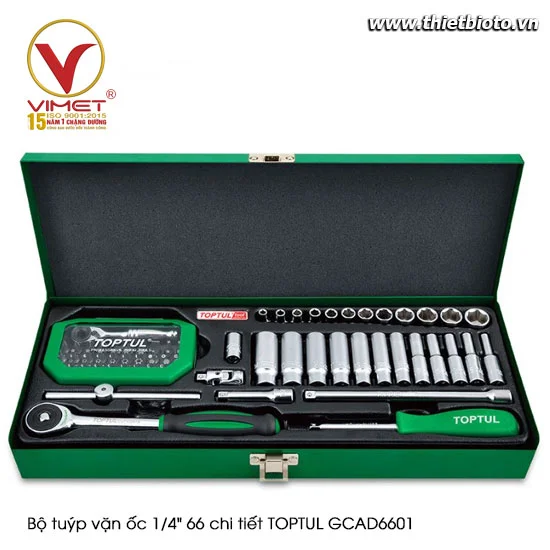 Bộ tuýp vặn ốc 1/4" 66 chi tiết TOPTUL GCAD6601