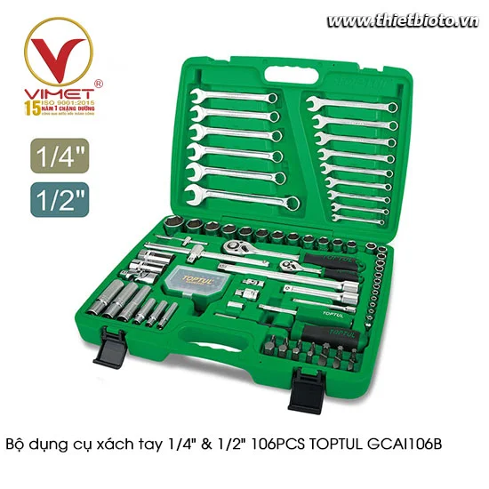 Bộ dụng cụ xách tay 1/4" & 1/2" 106PCS TOPTUL GCAI106B