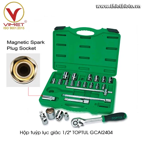 Hộp đầu tuýp 1/2" 24 chi tiết TOPTUL GCAI2404