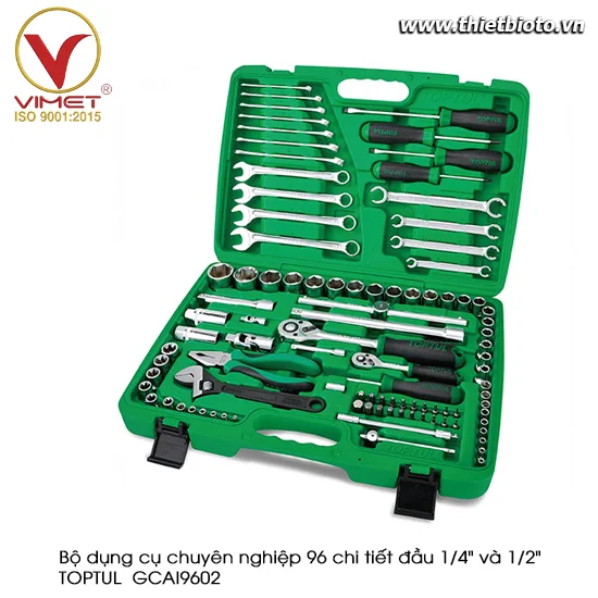 Bộ dụng cụ chuyên nghiệp 96 chi tiết đầu 1/4" và 1/2" TOPTUL GCAI9602