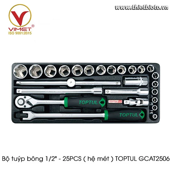 Bộ tuýp bông 1/2" - 25PCS ( hệ mét ) TOPTUL GCAT2506