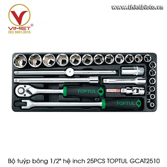 Bộ tuýp bông 1/2" hệ inch 25PCS TOPTUL GCAT2510
