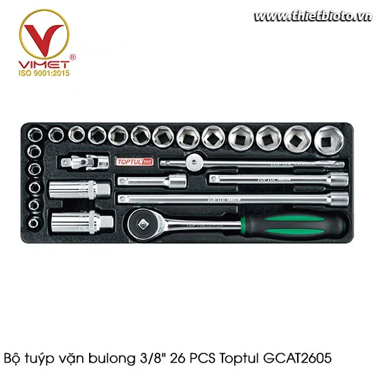 Bộ tuýp vặn bulong 3/8" 26 PCS Toptul GCAT2605