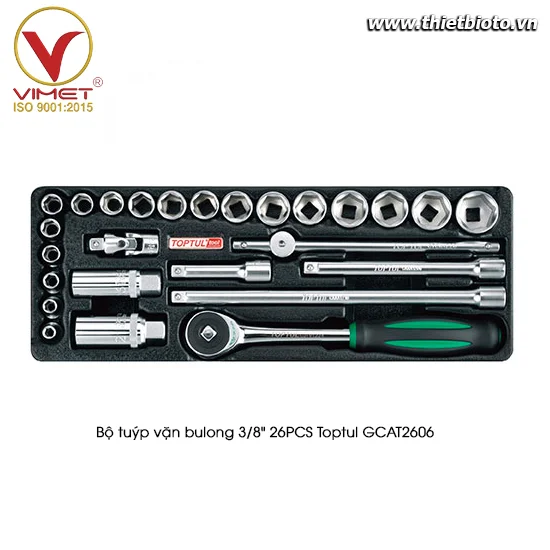 Bộ tuýp vặn bulong 3/8" 26PCS Toptul GCAT2606