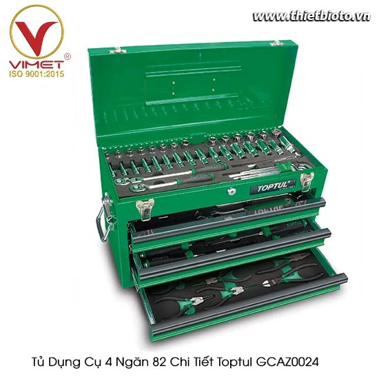 Tủ dụng cụ 4 ngăn Toptul 82 chi tiết TOPTUL GCAZ0024