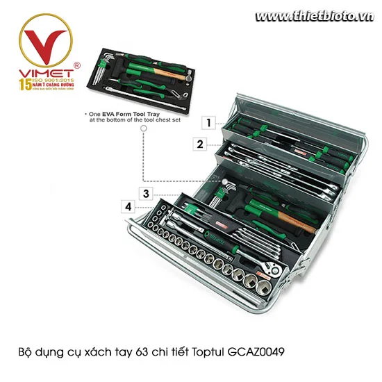Bộ dụng cụ xách tay 63 chi tiết Toptul GCAZ0049