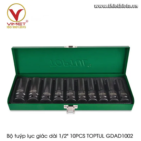 Bộ tuýp lục giác dài 1/2" 10PCS TOPTUL GDAD1002