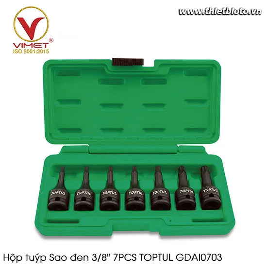 Hộp tuýp Sao đen 3/8" 7PCS TOPTUL GDAI0703