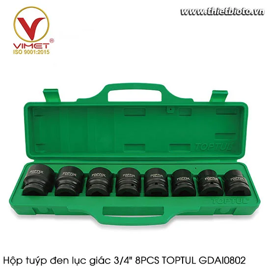 Hộp tuýp đen lục giác 3/4" 8PCS TOPTUL GDAI0802