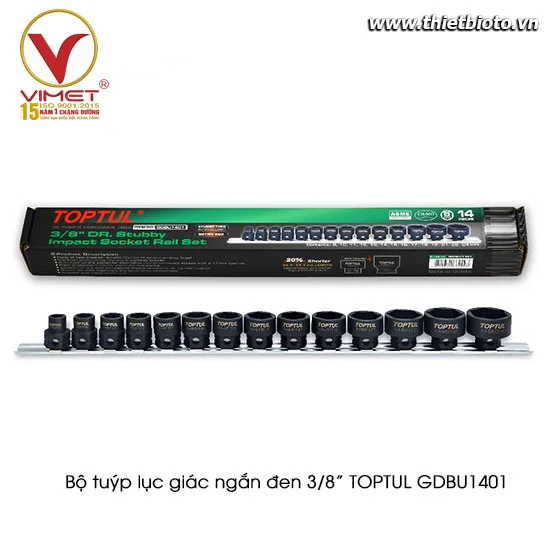 Bộ tuýp đen lục giác ngắn 3/8" 14pcs TOPTUL GDBU1401