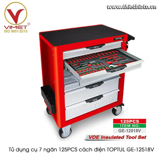 Tủ dụng cụ 7 ngăn cách điện 125 chi tiết TOPTUL GE-12518V
