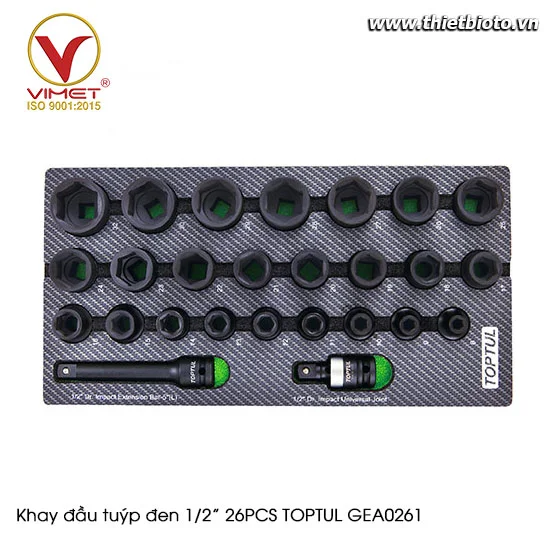 Khay đầu tuýp đen 1/2” 26PCS TOPTUL GEA0261