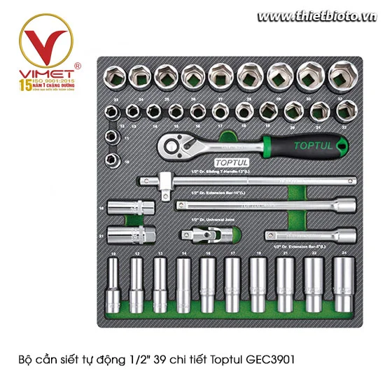 Bộ cần siết tự động 1/2" 39 chi tiết Toptul GEC3901