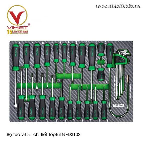 Bộ tua vít bake và vít dẹt TOPTUL 31 chi tiết GED3102