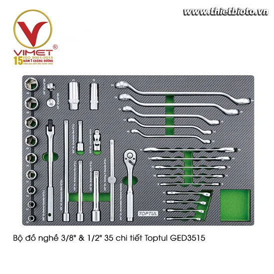 Bộ đồ nghề 3/8" & 1/2" 35 chi tiết Toptul GED3515