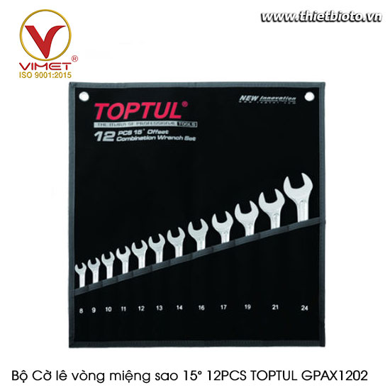 Bộ Cờ lê vòng miệng sao 15° 12PCS TOPTUL GPAX1202