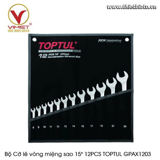 Bộ Cờ lê vòng miệng sao 15° 12PCS TOPTUL GPAX1203