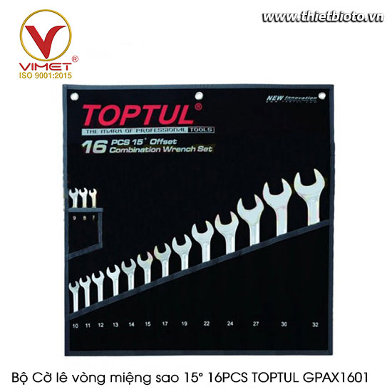 Bộ Cờ lê vòng miệng sao 15° 16PCS TOPTUL GPAX1601