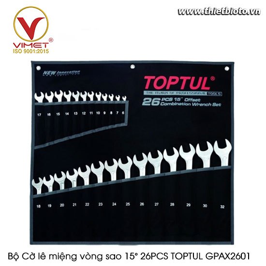 Bộ Cờ lê miệng vòng sao 15° 26PCS TOPTUL GPAX2601