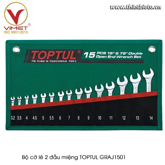 Bộ cờ lê 2 đầu miệng TOPTUL GRAJ1501