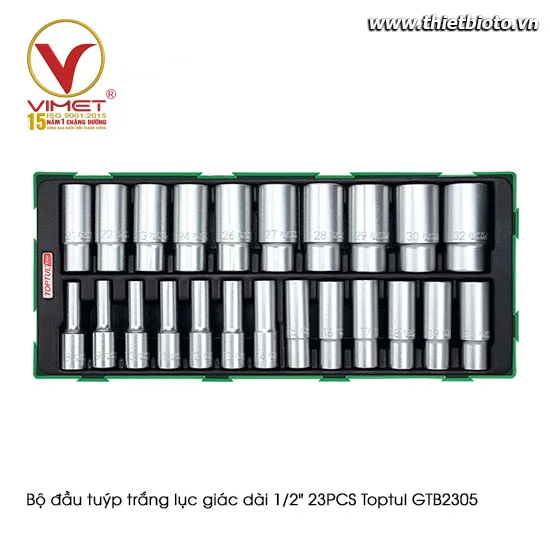 Bộ đầu tuýp lục giác dài 1/2" 23PCS Toptul GTB2305