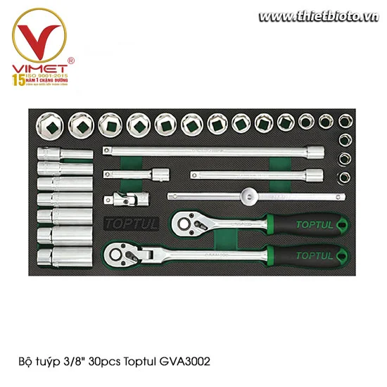 Bộ tuýp 3/8" 30pcs Toptul GVA3002