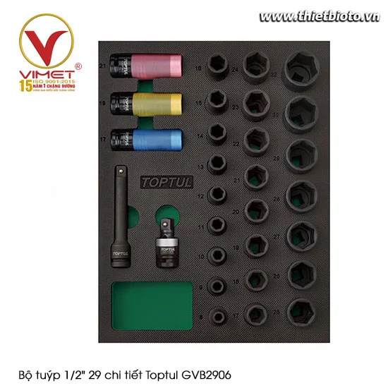 Bộ tuýp 1/2" 29 chi tiết Toptul GVB2906