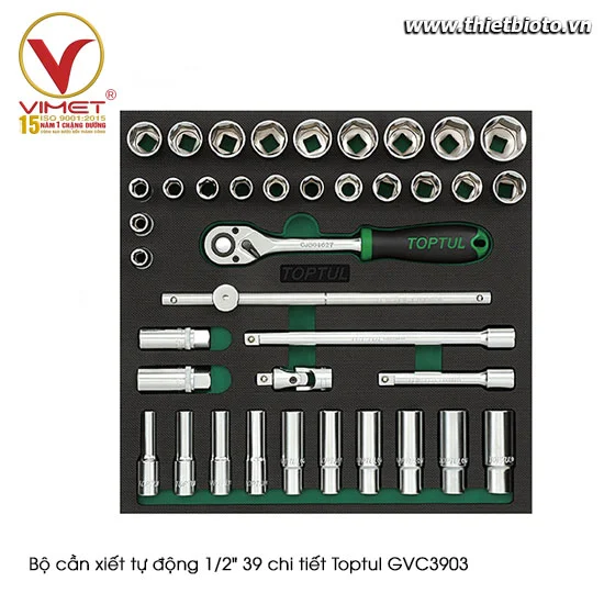 Bộ cần xiết tự động 1/2" 39 chi tiết Toptul GVC3903