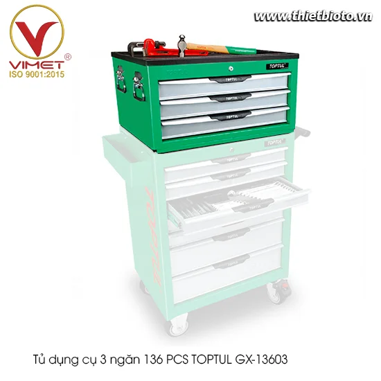 Tủ 3 ngăn màu xanh 136 chi tiết  GX-13603