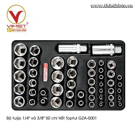 Bộ tuýp 1/4" và 3/8" 50 chi tiết Toptul GZA-5001