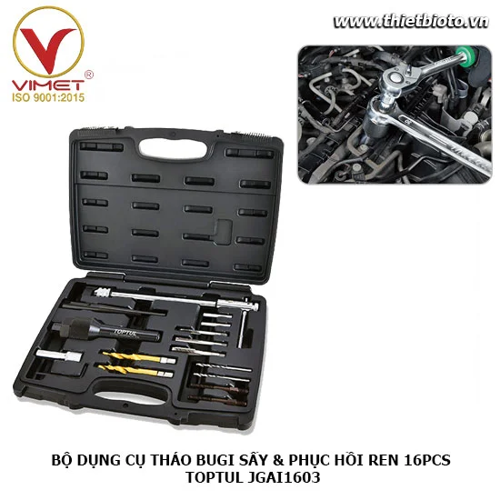 BỘ DỤNG CỤ THÁO BUGI SẤY & PHỤC HỒI REN 16PCS JGAI1603