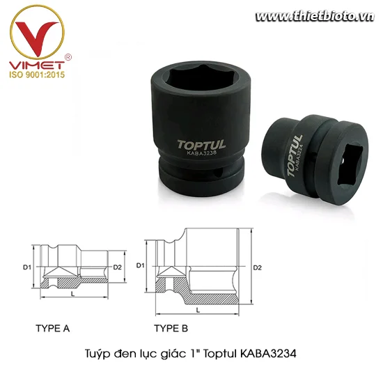 Tuýp đen lục giác 1" TOPTUL KABA3234