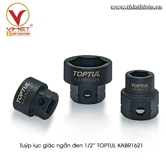 Đầu tuýp đen lục giác ngắn 1/2" 12.5mm sq. TOPTUL KABR1621