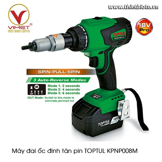 Máy đai ốc đinh tán pin TOPTUL KPNP008M