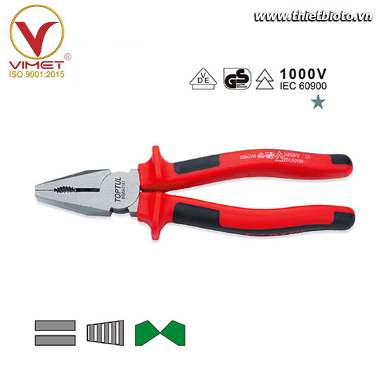 Kìm điện cách điện VDE 1000V TOPTUL DGBA2107