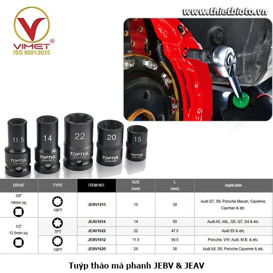 Đầu tuýp tháo má phanh TOPTUL JEBV1215