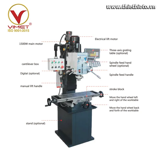 Máy khoan phay đa năng bằng hộp số WDM ZX7045