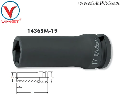 Đầu tuýp lục giác 19mm Koken 14365M-19