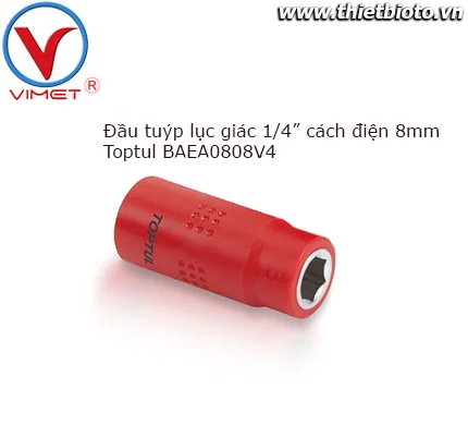 Đầu tuýp lục giác 1/4" cách điện Toptul BAEA0808V4
