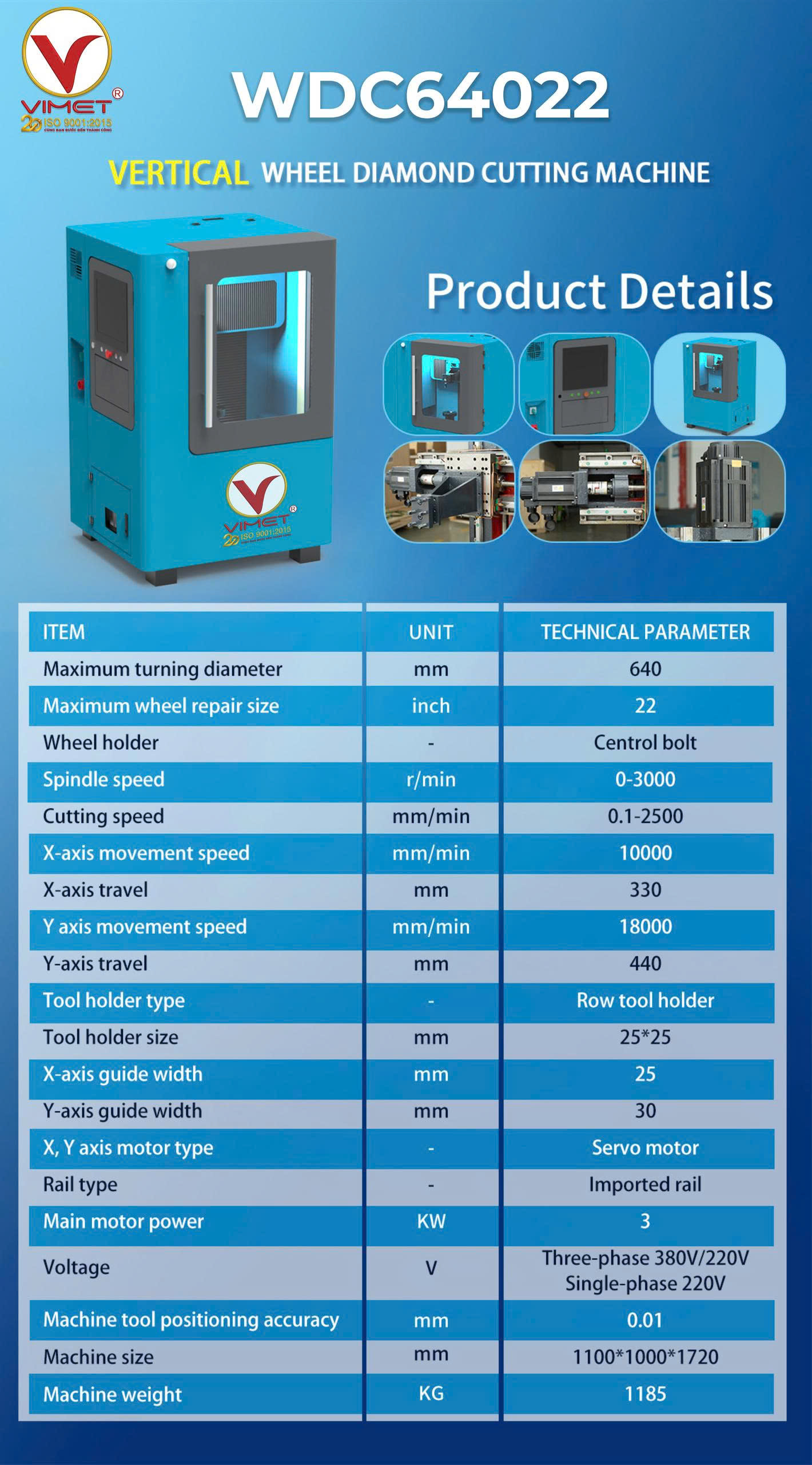 Máy tiện CNC phay mặt lazang VIMET WDC64022 - ảnh thực tế 1
