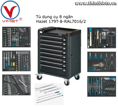 Tủ dụng cụ 8 ngăn Hazet 179T-8-RAL7016/2