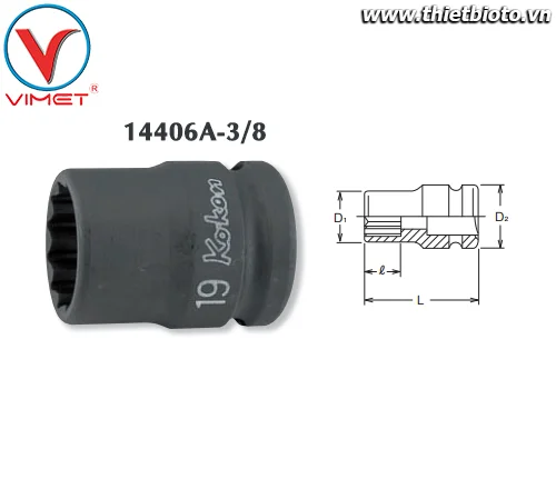 Đầu tuýp bông 3/8 Koken 14406A-3/8